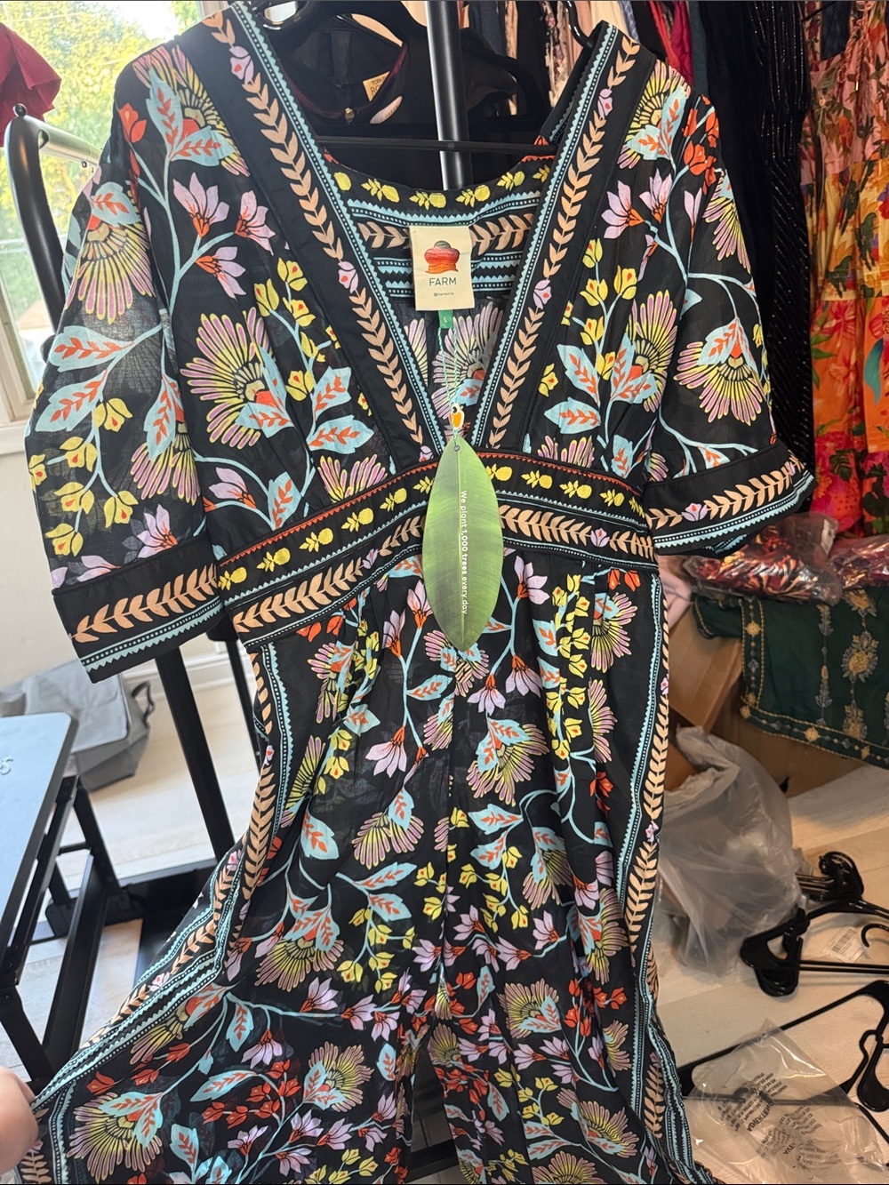 FARM Rio Flowery Black Cotton Jumpsuit - Picture 4 of 10